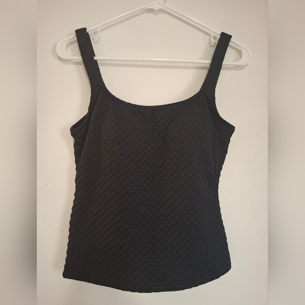 Gottex Black Ribbed Swim Tank Top Coverup